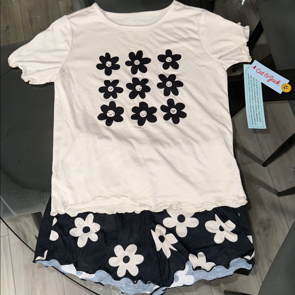 Cat & Jack Cream and Black Kids Pajama Set